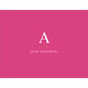 Raspberry Initial Gold Indicator Foldover Note Cards with Lined Envelopes Image 1 of 3